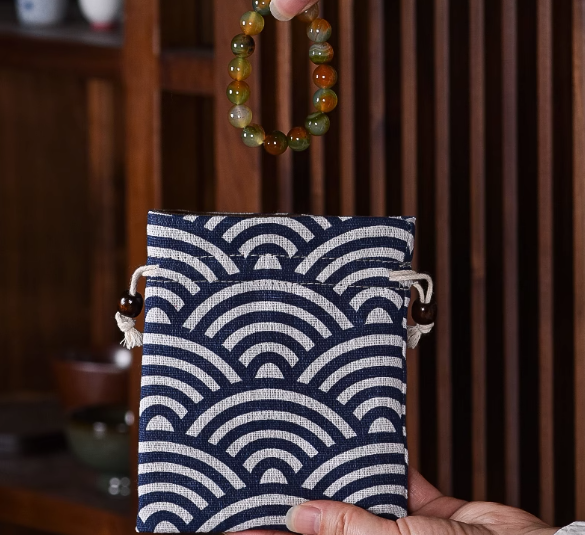 首饰袋抽绳袋文玩收纳布袋手串袋佛珠袋中式棉麻饰品袋盘珠盘玩袋