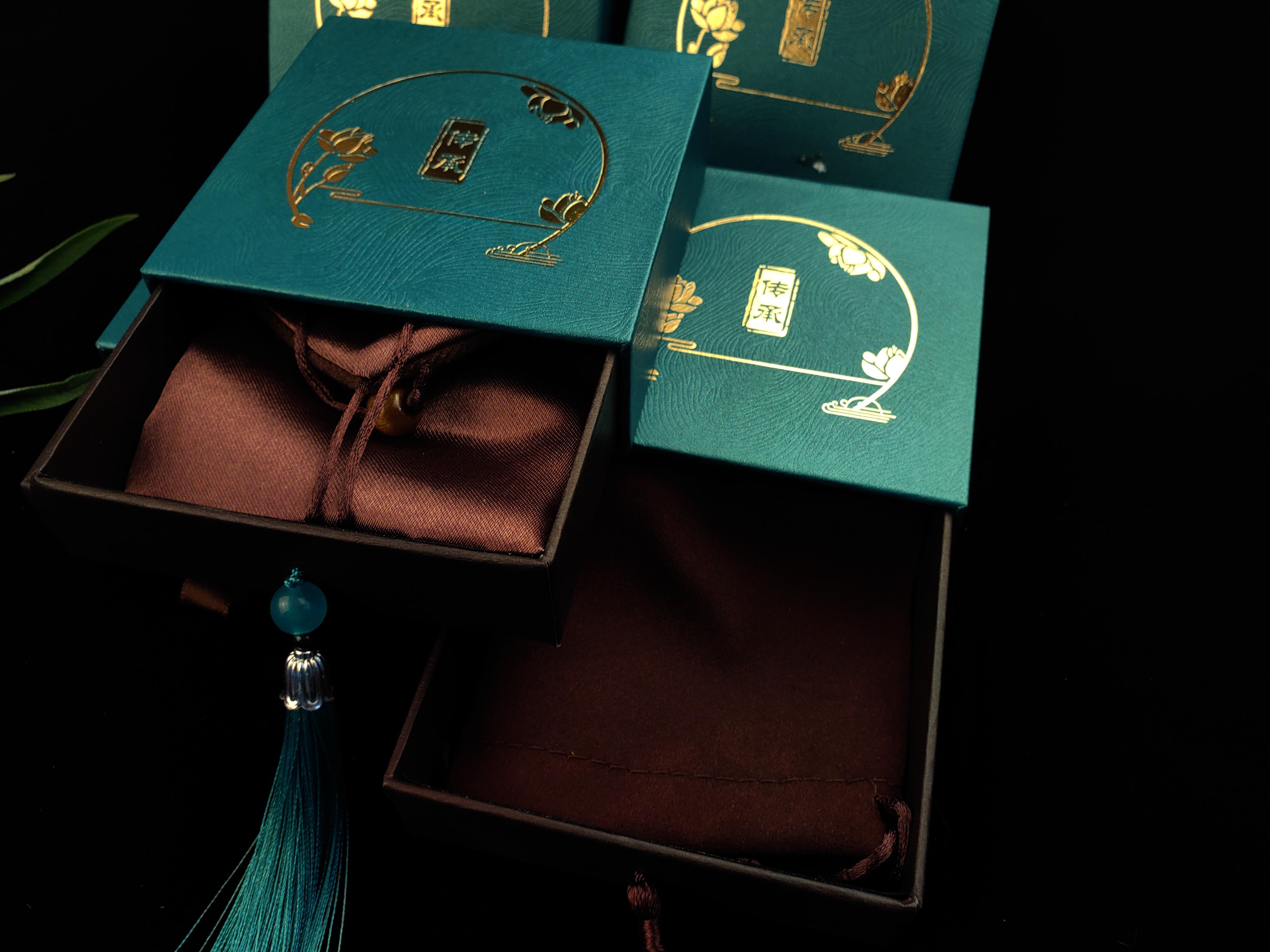 木纹传承抽屉流苏首饰盒翡翠吊坠盒手镯盒平安扣把件收纳手串盒